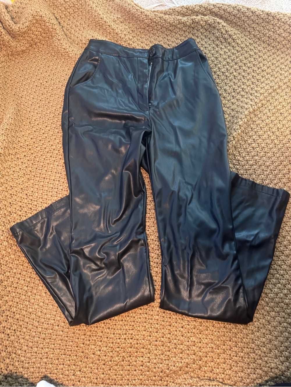 Windsor Black Wide-Leg Faux Leather Pants